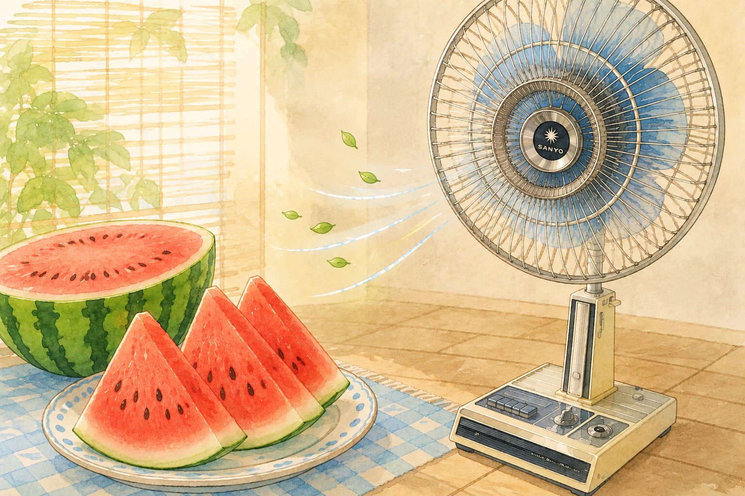 スイカと扇風機